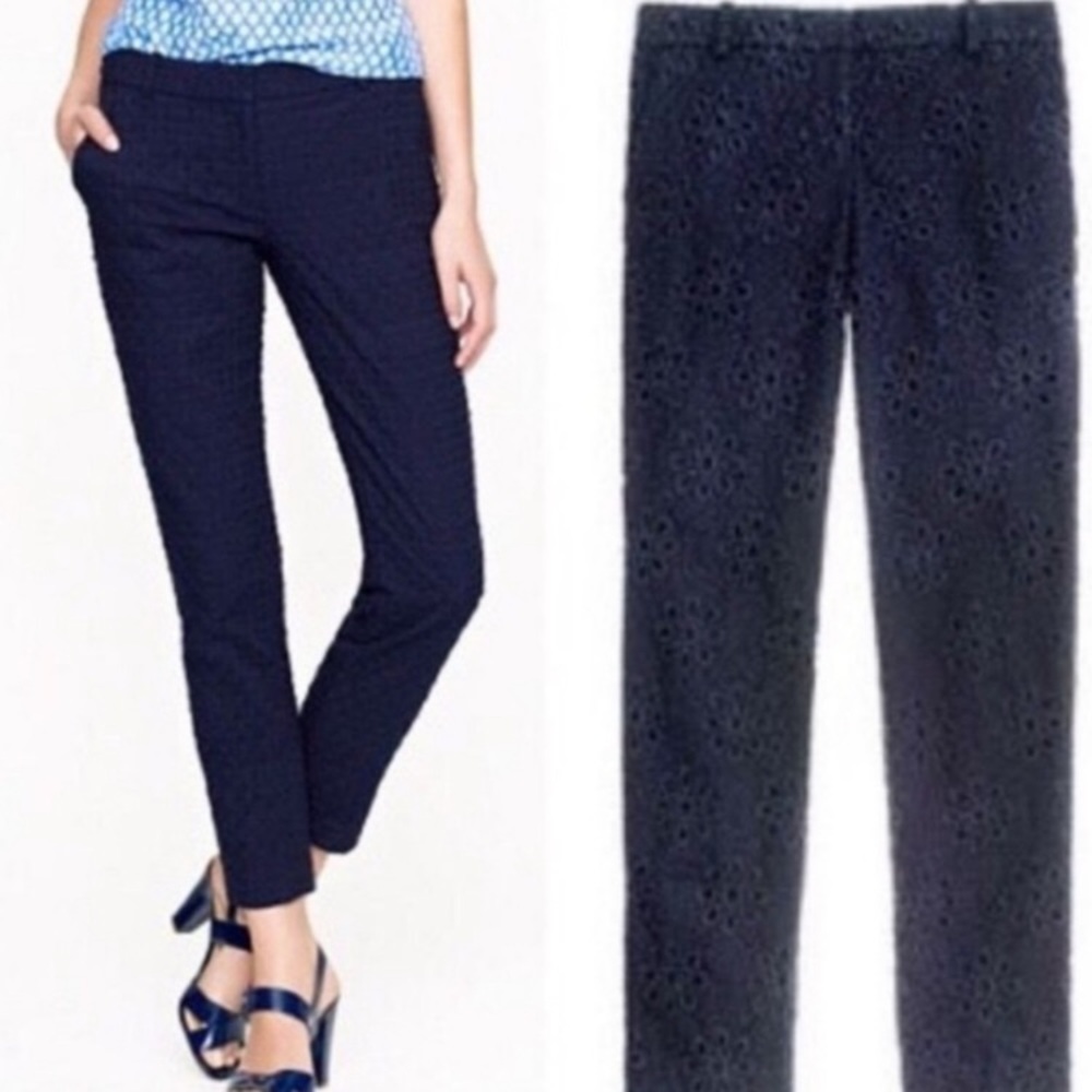 J. Crew Cafe Capri in Navy Eyelet; size 2